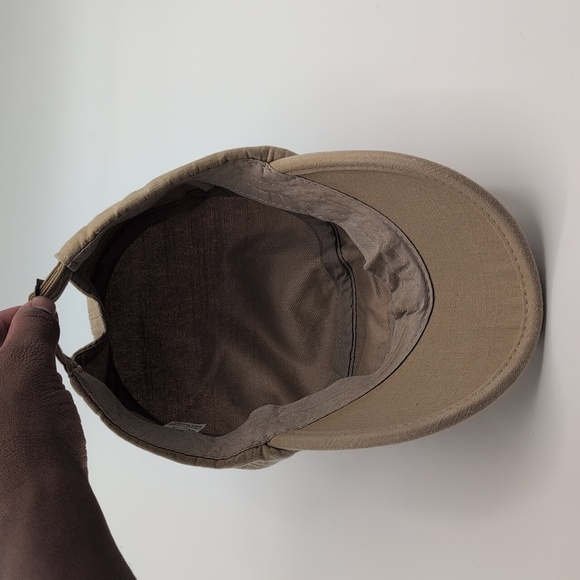 Tan Military Style Cap Adjustable Strap Chain Polyester Blend - Picture 9 of 12